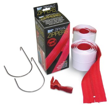 Heavy Duty Zippers (2pk) 7ft
self-adhesive
zippers, 2 ties, and the
patented ZipWall Zipper
Knife. This zipper is made
from a single cloth
backing for greater
durability.